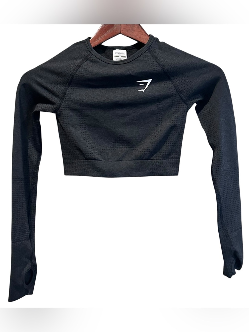 Gymshark Vital Seamless Black Cropped Long Sleeve Stretch Top Women’s XS